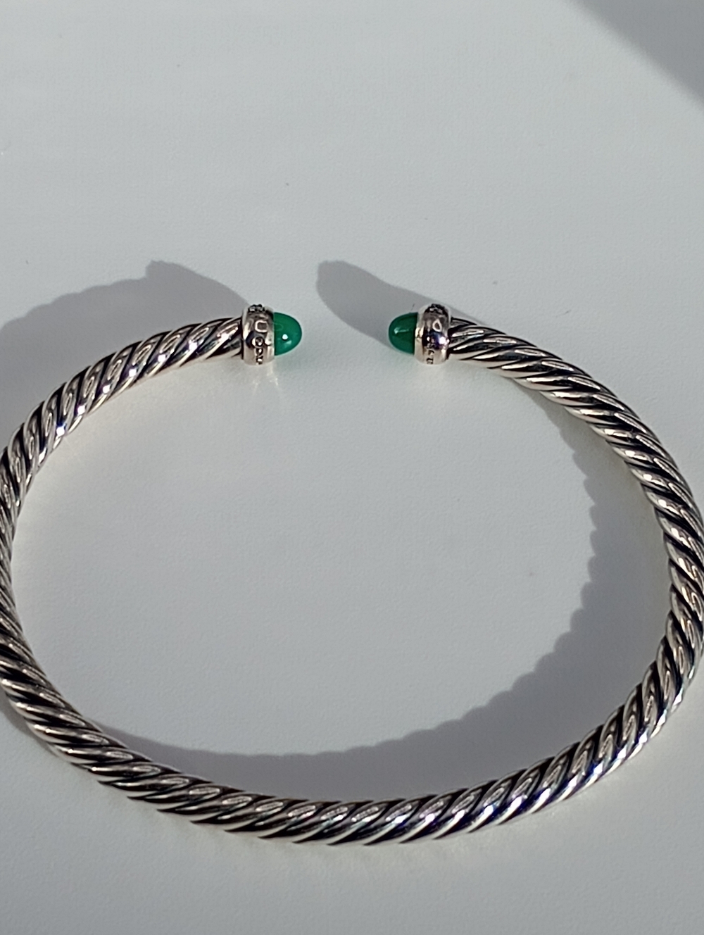 David Yurman Cable Flex Sterling Silver with Diamonds and Green Onyx 4mm - Picture 5 of 6
